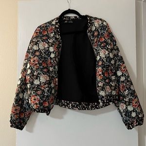 Zara floral bomber jacket